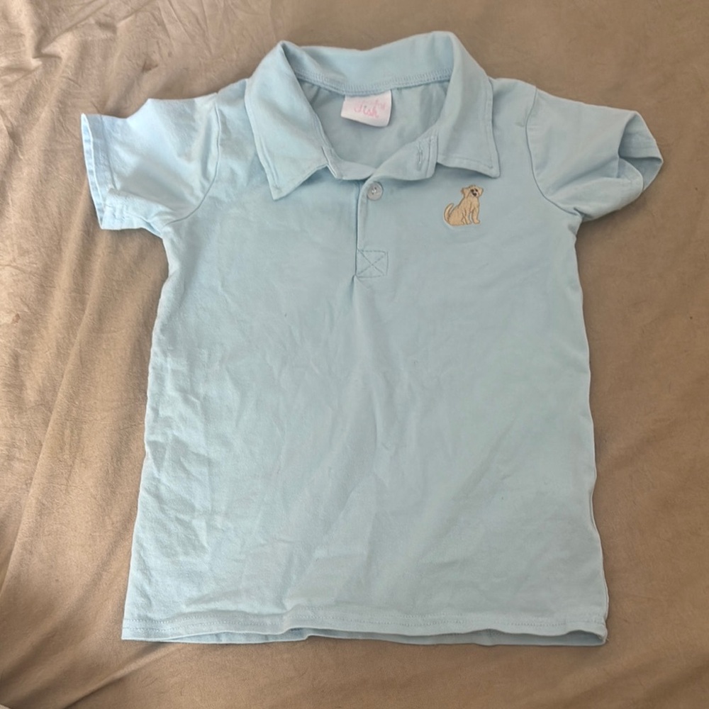 Light Blue Polo Shirt with Embroidered Dog